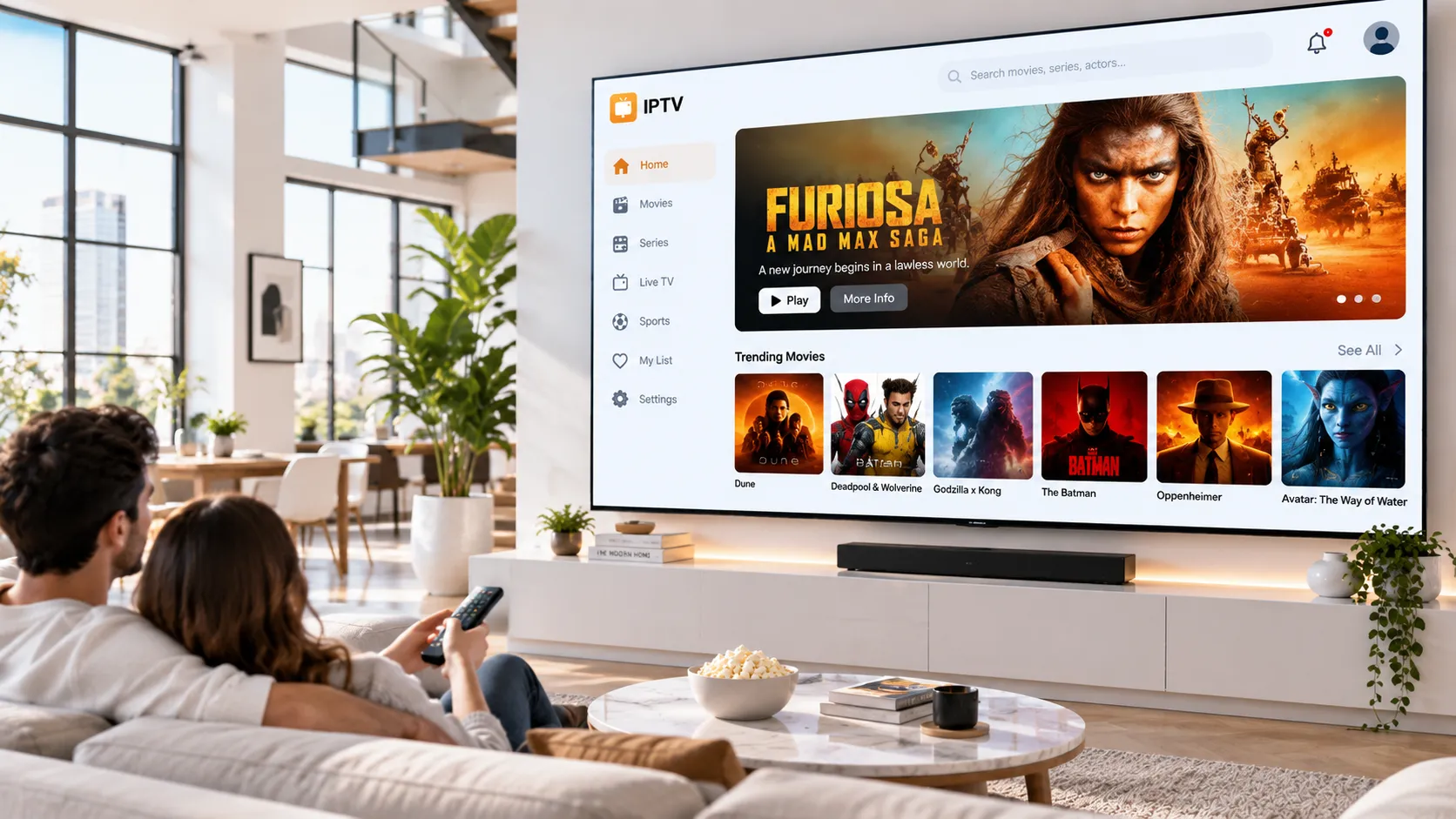 Network speed test and streaming performance dashboard showing 4K IPTV metrics