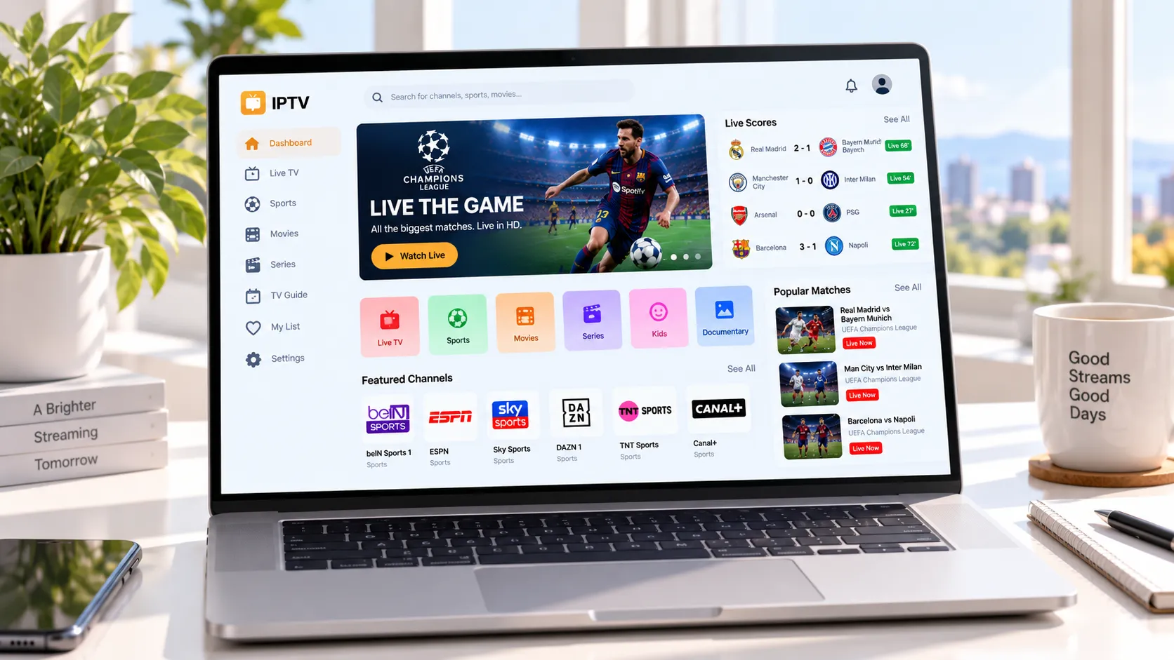 IPTV subscription plan comparison interface showing monthly and annual pricing tiers